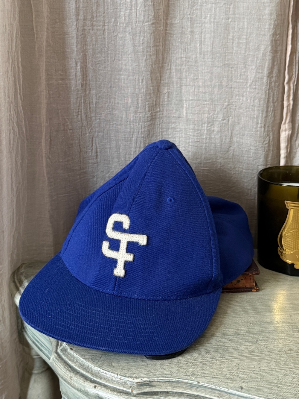 royal blue vintage-style San Francisco baseball cap 110 one ten flexfit yupoong